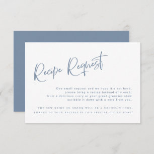 Denim Blue Bridal Shower Recipe Request Card