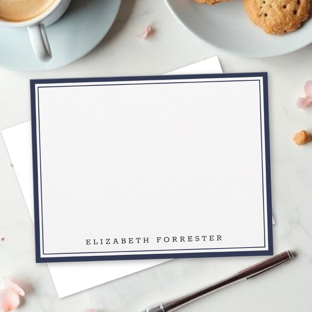 Denim Blue Classic Double Border Correspondence Card (Creator Uploaded)