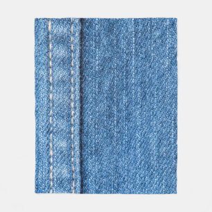 Denim Blue: Classic Jeans Texture. Fleece Blanket