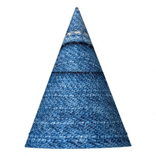 Denim Blue: Classic Jeans Texture. Party Hat
