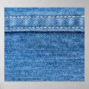 Denim Blue: Classic Jeans Texture. Poster