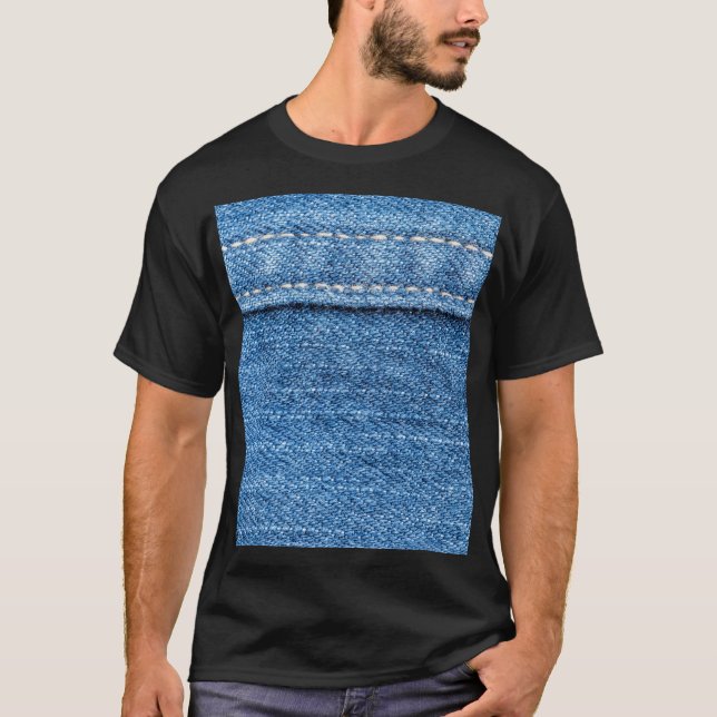 Denim Blue: Classic Jeans Texture. T-Shirt (Front)