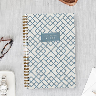 Denim Blue   Coastal Bamboo Trellis Personalised Notebook