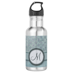Denim Blue Coin Pattern with Monogram 532 Ml Water Bottle