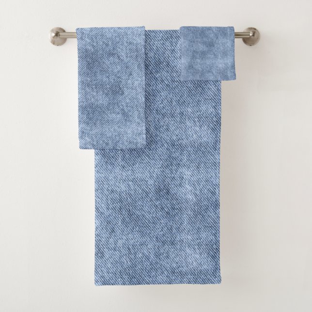 Denim Blue Denim Pattern Bath Towel Set (Insitu)