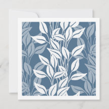 Denim Blue Elegant Foliage Botanical Art