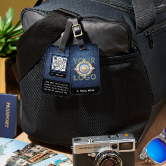 Denim Blue Glitter Business Custom Logo ID IT Tech Luggage Tag