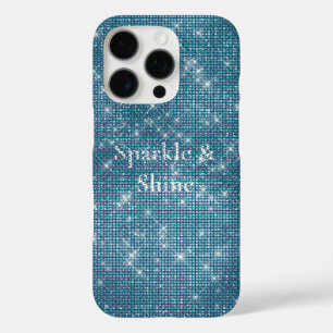 Denim Blue Glitzy Chic Glam Sparkle iPhone 16 Pro Case
