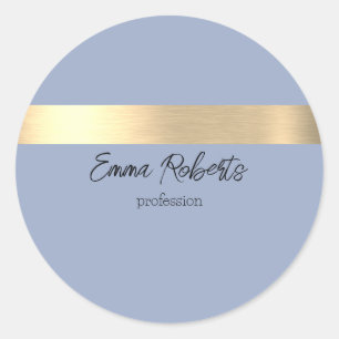 Denim Blue Gold Foil Rustic Faux  Classic Round Sticker