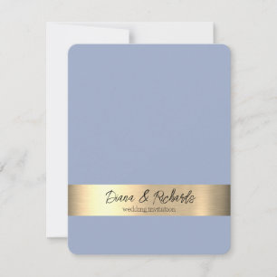Denim Blue Gold Foil Rustic Wedding Invitation