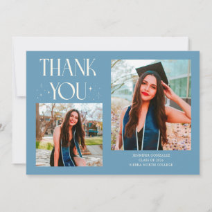 Denim Blue Graduate Thank You 2-Photo  Announcement