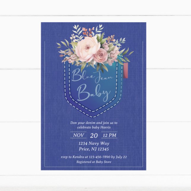 Denim Blue Jean Baby Shower Invitation (Creator Uploaded)