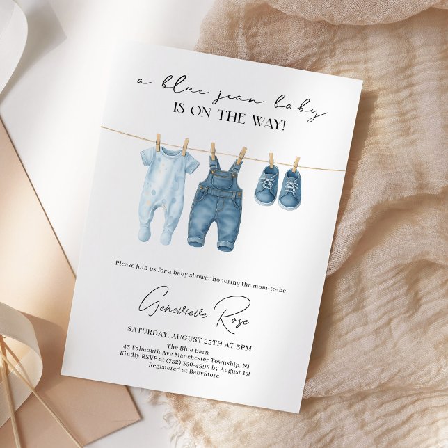 Denim Blue Jean Baby Shower Invitation (Creator Uploaded)