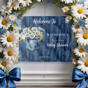 Denim Blue Jean   Daisies Baby Shower Backdrop Tapestry