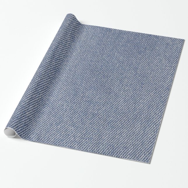 Denim Blue Jean Print Wrapping Paper (Unrolled)