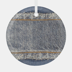 Denim Blue Jeans: Casual Double Patch Glass Tree Decoration