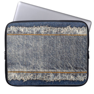 Denim Blue Jeans: Casual Double Patch Laptop Sleeve