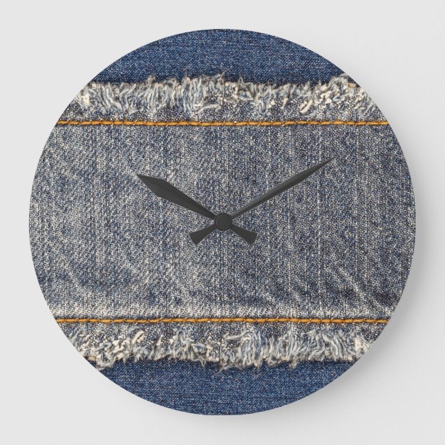 Denim Blue Jeans: Casual Double Patch Large Clock (Front)