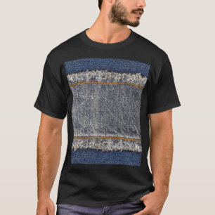 Denim Blue Jeans: Casual Double Patch T-Shirt