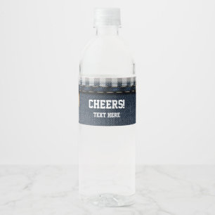 denim, blue jeans, cowboy, western water bottle label