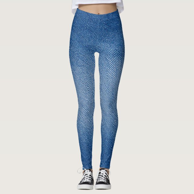 Denim Blue Jeans Pattern All-Over-Print Leggings (Front)