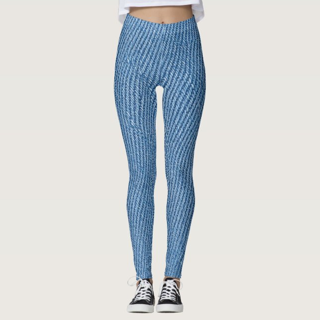 Denim Blue Jeans Pattern All-Over-Print Leggings (Front)