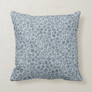 Denim Blue Leopard Print Glitter          Cushion