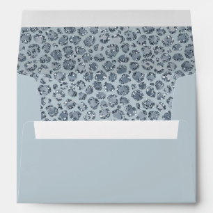 Denim Blue Leopard Print Glitter        Envelope