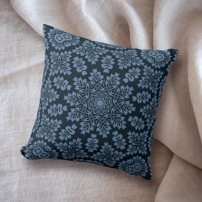 Denim Blue Mandala Star Geometric Cushion (Creator Uploaded)
