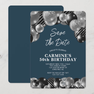 Denim Blue Men's 50th Birthday Invitation
