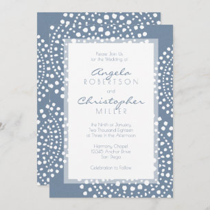 Denim Blue Modern Boho Wedding Invitation