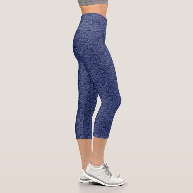 Denim Blue Rose Capri Leggings  (Right)