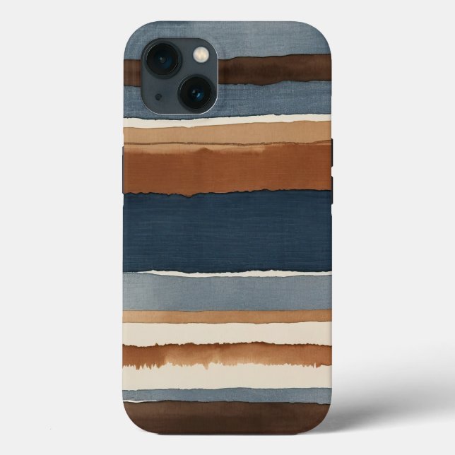 Denim-blue rust and brown stripes Case-Mate iPhone case (Back)