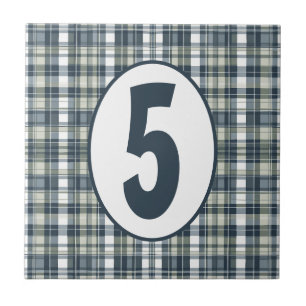 Denim Blue Sage Green and White Customisable Ceramic Tile