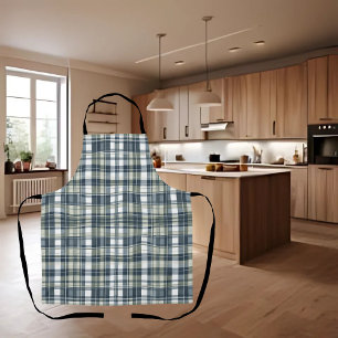 Denim Blue Sage Green White   Apron