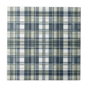 Denim Blue Sage Green White Ceramic Tile