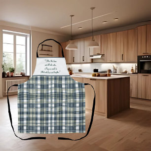 Denim Blue Sage Green White Customisable  Apron