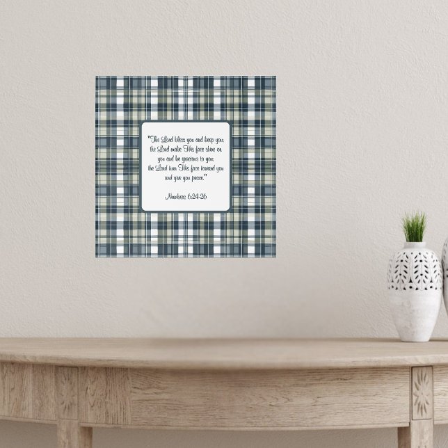Denim Blue Sage Green White Plaid Blessing  Poster (Creator Uploaded)