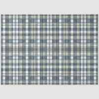 Denim Blue Sage Green White Plaid Decoupage