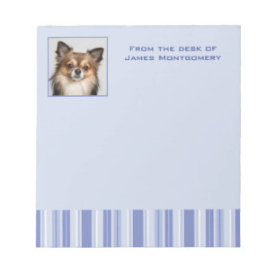 Denim Blue Stripes with Name and Photo Insert Notepad