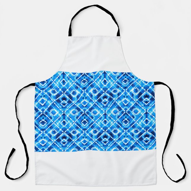 Denim blue tie die texture repeat modern pattern apron (Front)