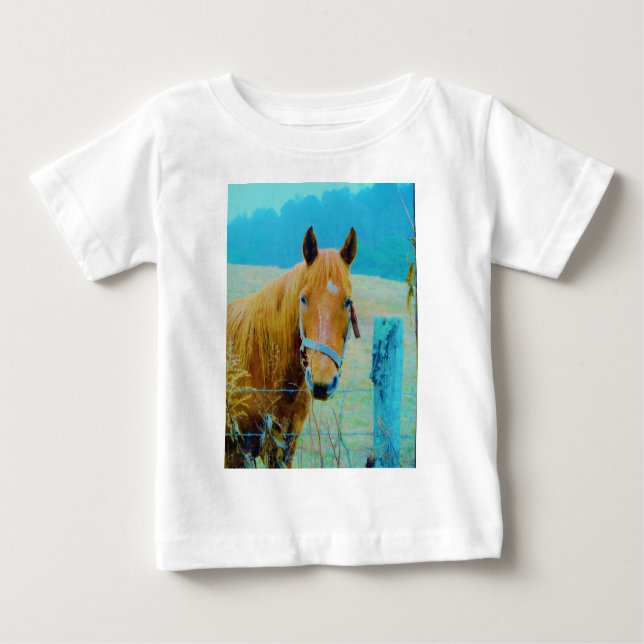 Denim blue tinted Horse Baby T-Shirt (Front)