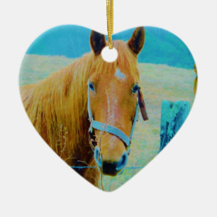 Denim blue tinted Horse Ceramic Tree Decoration