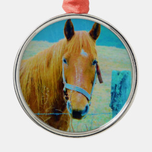 Denim blue tinted Horse Metal Ornament