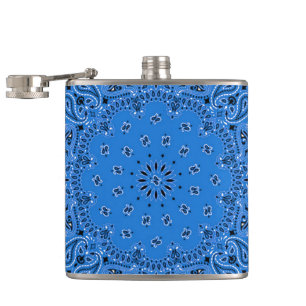 Denim Blue Western Bandanna Scarf Fabric Wrap Hip Hip Flask