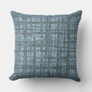 Denim Blue X's and O's Pattern Grey Check Cushion
