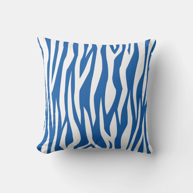 Denim Blue Zebra Print Cushion (Front)