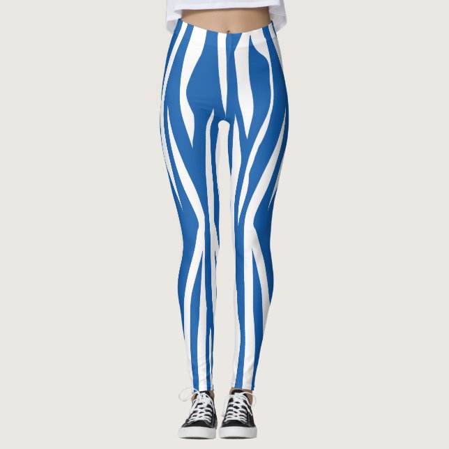 Denim Blue Zebra Print Leggings (Front)