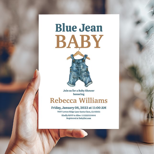  Denim Boy Blue Jean Baby Shower Invitation (Creator Uploaded)