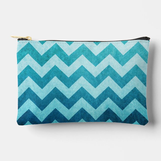 Denim Chevron by Shirley Taylor Accessory Pouch (Front)